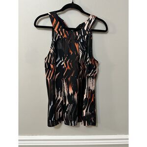 a.n.a Women's Sleeveless Blouse Tie‎ Back Graphic Print Size Large